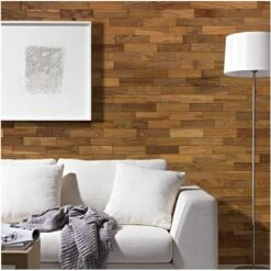 Wodewa Echtholzriemchen 200 Nussbaum 200 X 50 Mm, 2 Mm - 6 Mm, 1 M², Strukturiert UV-geölt -Innendekorationen 12 1035