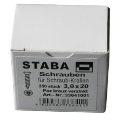 Staba Schrauben Durchmesser: 3 Mm, Länge: 20 Mm, 250 Stk.