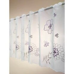 Elbersdrucke Bistrogardine Javine Weiß/Violett, 140 X 48 Cm, 100 % Polyester -Innendekorationen 12 543