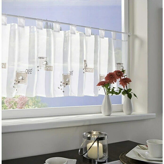 Elbersdrucke Cafehaus-Gardine Café 140 X 48 Cm, 100 % Polyester, Braun/Weiß 4 Elbersdrucke Cafehaus-Gardine Café 140 X 48 Cm, 100 % Polyester, Braun/Weiß – Bild 2