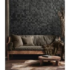 Holzpaneel Pino Buche, Carbon, 380 X 380 Mm, Stärke: 12 Mm - 20 Mm, 4 Paneele -Innendekorationen 12 699