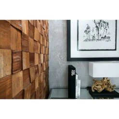 Holzpaneel Quadro IV Kiefer, Quadrate, 380 X 380 Mm, Stärke: 6 Mm - 14 Mm, 4 Paneele -Innendekorationen 12 983