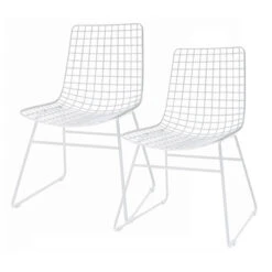 HK Living Wire Dining Chair Esszimmerstuhl - 2 Stühle - B 54 X T 47 X H 86 Cm - White