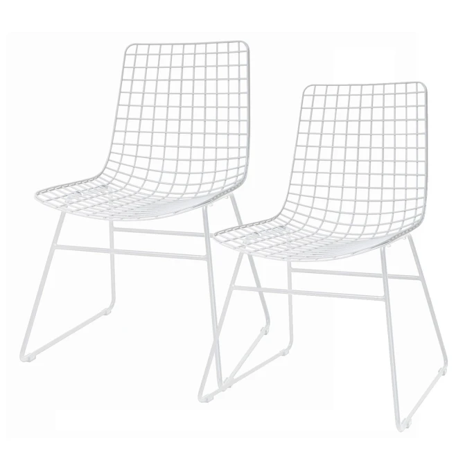 HK Living Wire Dining Chair Esszimmerstuhl - 2 Stühle - B 54 X T 47 X H 86 Cm - White 3 HK Living Wire Dining Chair Esszimmerstuhl - 2 Stühle - B 54 X T 47 X H 86 Cm - White