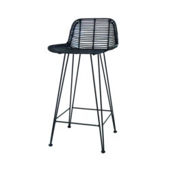 HK Living Rattan Bar Stool Barhocker - B 47 X T 42 X H 89 Cm - Black