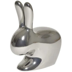 Qeeboo Rabbit Chair Metall Finish Stuhl - 68,8 X 39,5 X 80 Cm - Silver