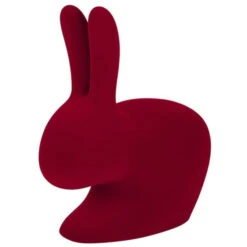 Qeeboo Rabbit Chair Baby Velvet Finish Stuhl - 45,3 X 26,2 X 52,7 Cm - Red