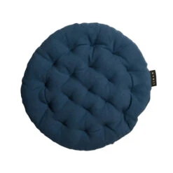 Linum PEPPER Sitzkissen Rund - Ø 37 Cm - Höhe 3 Cm - Indigoblau C99
