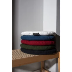 Linum PEPPER Sitzkissen Rund - Ø 37 Cm - Höhe 3 Cm - Indigoblau C99 -Innendekorationen 432275 big 4