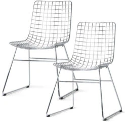 HK Living Wire Dining Chair Esszimmerstuhl - 2er-Set - 2 Stühle à B 47 X T 54 X H 86 Cm - Chrome