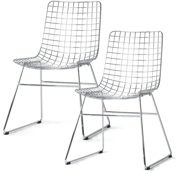 HK Living Wire Dining Chair Esszimmerstuhl - 2er-Set - 2 Stühle à B 47 X T 54 X H 86 Cm - Chrome 3 HK Living Wire Dining Chair Esszimmerstuhl - 2er-Set - 2 Stühle à B 47 X T 54 X H 86 Cm - Chrome