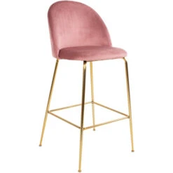 House Nordic Lausanne Barhocker 2er-Set - 2er-Set - 60x55x108 Cm - Rose - Mit Messing-Beinen
