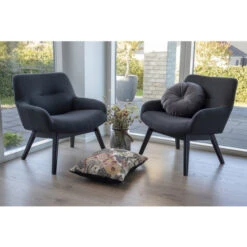 House Nordic London Lounge Sessel - 65x63x73 Cm - Grau - Mit Schwarzen Stuhlbeinen -Innendekorationen 465083 big 5
