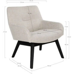 House Nordic London Lounge Sessel - 65x63x73 Cm - Sand - Mit Schwarzen Stuhlbeinen -Innendekorationen 465084 big 4