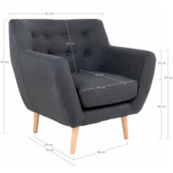 House Nordic Monte Sessel Mit Armlehnen - 76x81x79 Cm - Dunkelgrau -Innendekorationen 465097 big 4