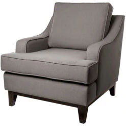 Fink Living STUART Sessel In Leinenoptik - B 84 Cm - H 94 Cm - T 100 Cm - Stone