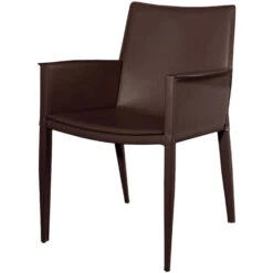 Fink Living JOHN Stuhl Aus Recyceltem Leder - B 60 Cm - H 82 Cm - T 56 Cm - Dunkelbraun