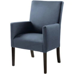 Fink Living DAVID Melange Polsterstuhl Mit Armlehnen - B 60 Cm - H 95 Cm - T 63 Cm - Blau