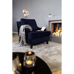 Fink Living STUART Velvet Sessel - B 84 Cm - H 94 Cm - T 100 Cm - Dunkelblau -Innendekorationen 484079 big 5