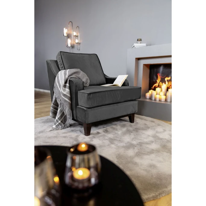 Fink Living STUART Velvet Sessel - B 84 Cm - H 94 Cm - T 100 Cm - Grau 8 Fink Living STUART Velvet Sessel - B 84 Cm - H 94 Cm - T 100 Cm - Grau – Bild 6
