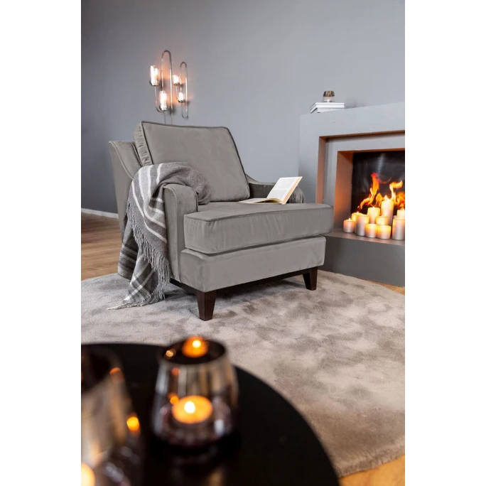Fink Living STUART Magic Velvet Sessel - B 84 Cm - H 94 Cm - T 100 Cm - Hellgrau 8 Fink Living STUART Magic Velvet Sessel - B 84 Cm - H 94 Cm - T 100 Cm - Hellgrau – Bild 6