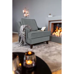 Fink Living STUART Magic Velvet Sessel - B 84 Cm - H 94 Cm - T 100 Cm - Dunkelgrau -Innendekorationen 484087 big 5