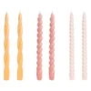 Hay Long Twist Kerzen, 6 Stück, Dunkler Pfirsich, Dunkelrosa, Hellro -Innendekorationen 541305 Candle Long Mix Set of 6 dark peach dark rose light rose EEHA