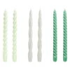 Hay Long Twist Kerzen, 6 Stück, Minzgrün - Hellgrau - Grün -Innendekorationen 541309 Candle Long Mix Set of 6 mint light grey green