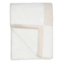 Ala Überwurf, 130 x 180 cm, Weiß - Sandbeige -Innendekorationen Ala villahuopa 130x180 valkoinen kitti 3 anno hires