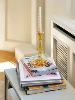 Hay Flare Kerzenhalter, Hoch, Gelb Mit Weißem Rand -Innendekorationen Candle Twist Flare Tall yellow with white rim