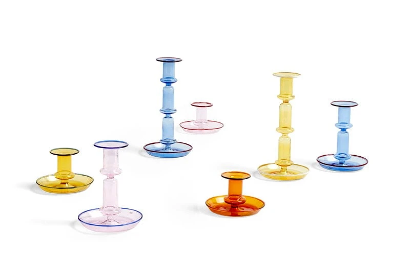 Hay Flare Kerzenhalter, Mittel, Hellblau Mit Rotem Rand 4 Hay Flare Kerzenhalter, Mittel, Hellblau Mit Rotem Rand – Bild 2