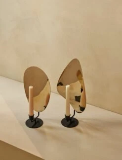 Menu Flambeau Kerzenhalter, 30 Cm, Schwarz - Messing -Innendekorationen MENU Flambeau Candle Holder Table