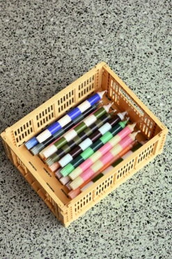 Hay Stripe Kerze, 4 Stück, Leuchtend -Innendekorationen Stripe Candle Set of 4 family