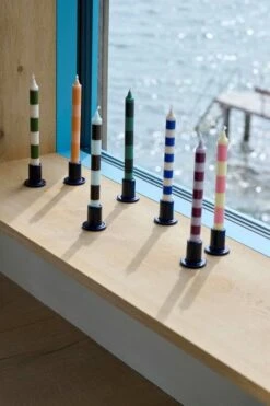 Hay Stripe Kerze, 4 Stück, Leuchtend -Innendekorationen Stripe Candle family