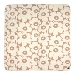 Marimekko Unikko Doppelbett-Überwurf, 260 × 260 cm, Beige - Naturweiß